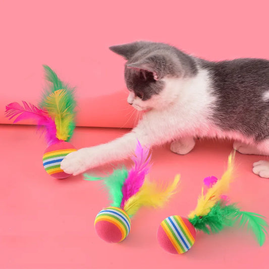Interactive Feather Cat Ball Toy