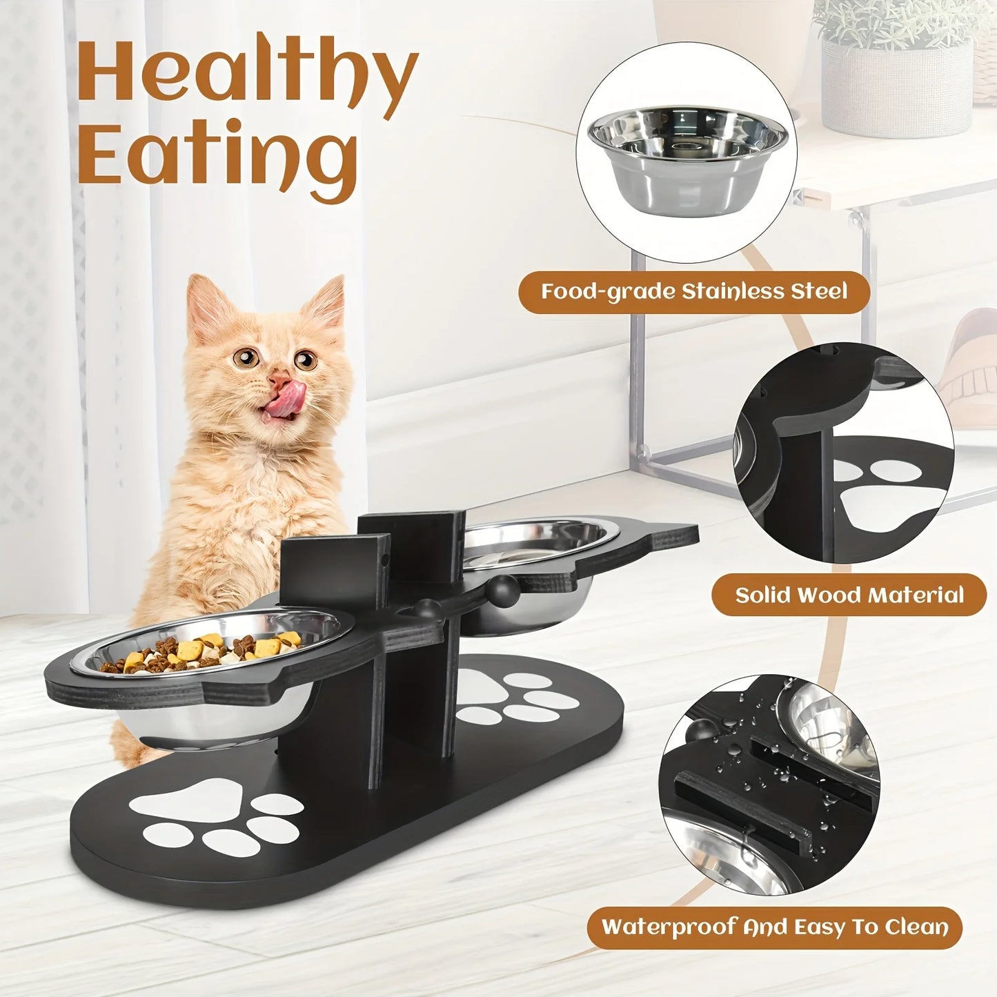 Tilted Elevated Stainless Steel Pet Bowls