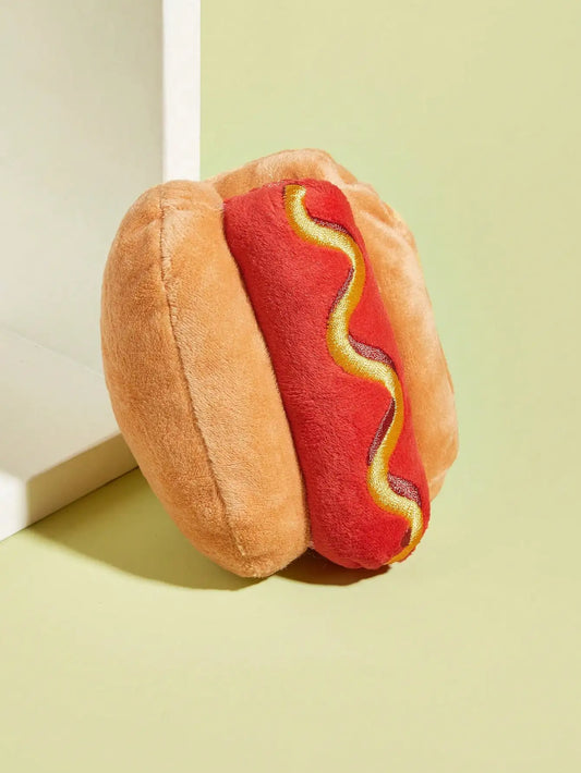 Hot Dog Plush Squeaky Chew Toy for Dogs