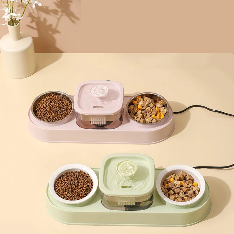 Automatic Pet Food & Water Double Bowl for Cats and Dogs