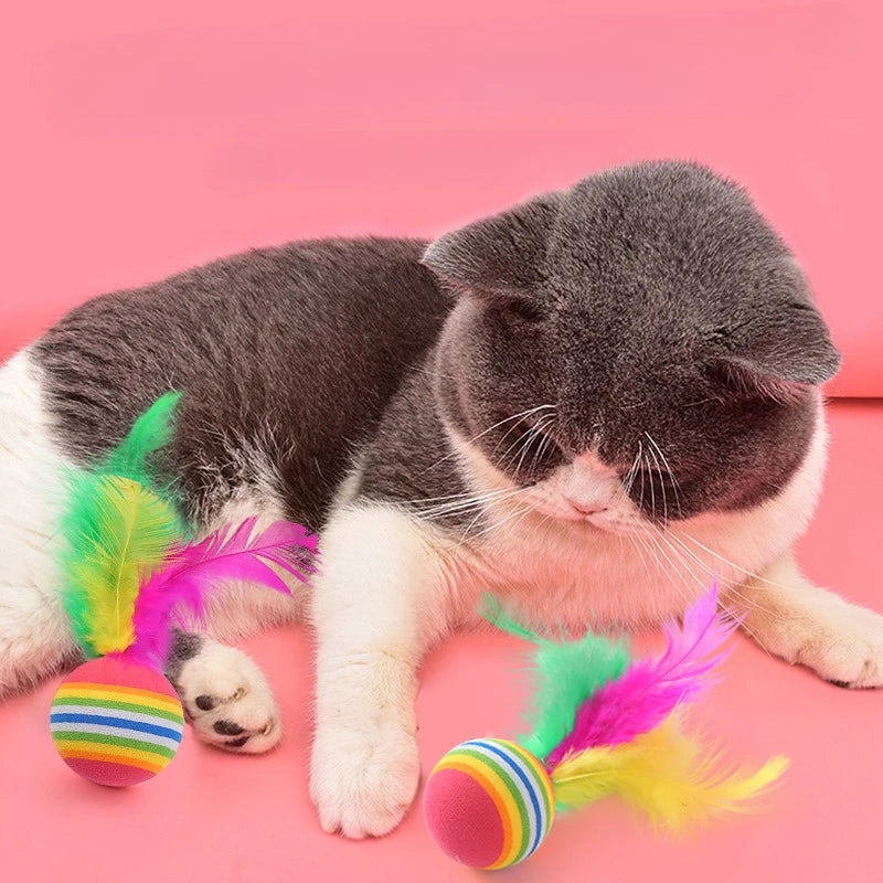Interactive Feather Cat Ball Toy