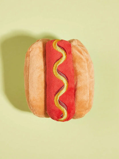 Hot Dog Plush Squeaky Chew Toy for Dogs