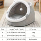 Cartoon Plush Cat House Bed with Removable Cushion