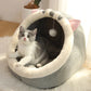 Deep Sleep Cartoon Cat Bed Cave with Removable Cushion