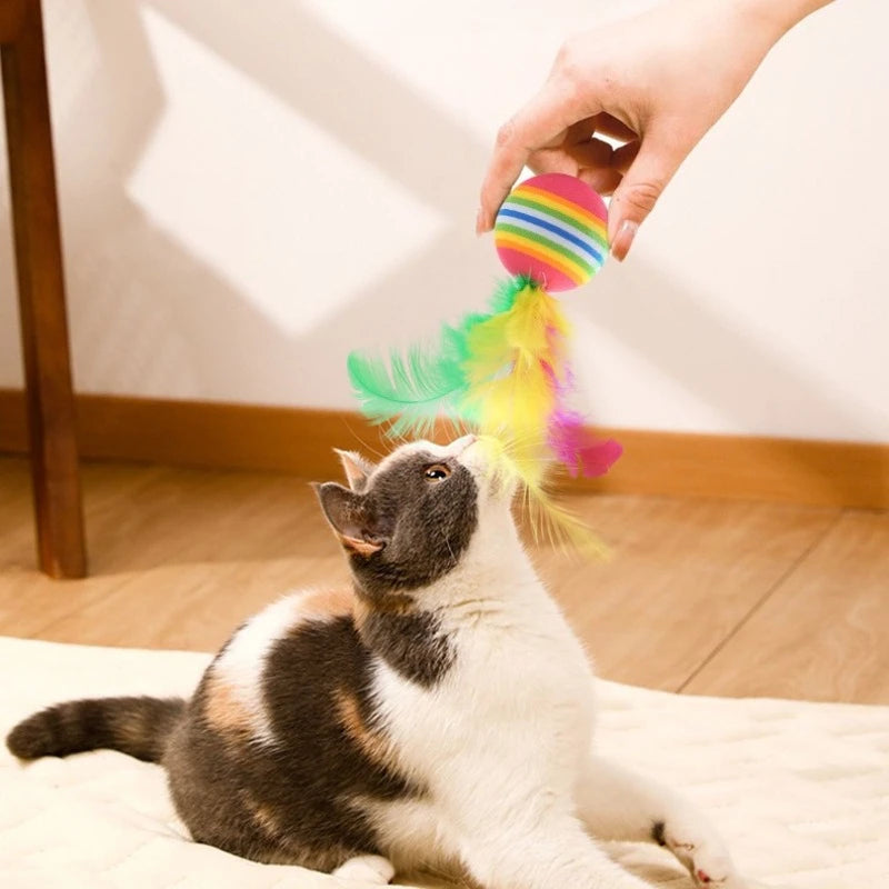 Interactive Feather Cat Ball Toy