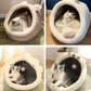 Deep Sleep Cartoon Cat Bed Cave with Removable Cushion