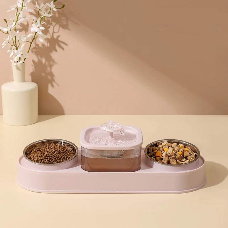 Automatic Pet Food & Water Double Bowl for Cats and Dogs
