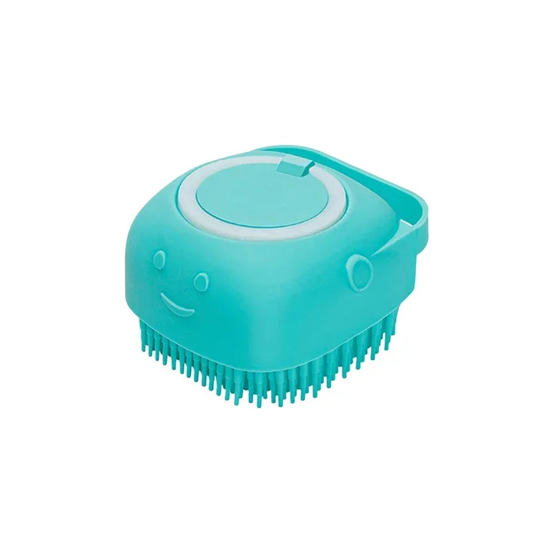 Pet Bathing & Massage Brush with Shampoo Dispenser for Dogs and Cats