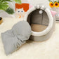 Cartoon Plush Cat House Bed with Removable Cushion
